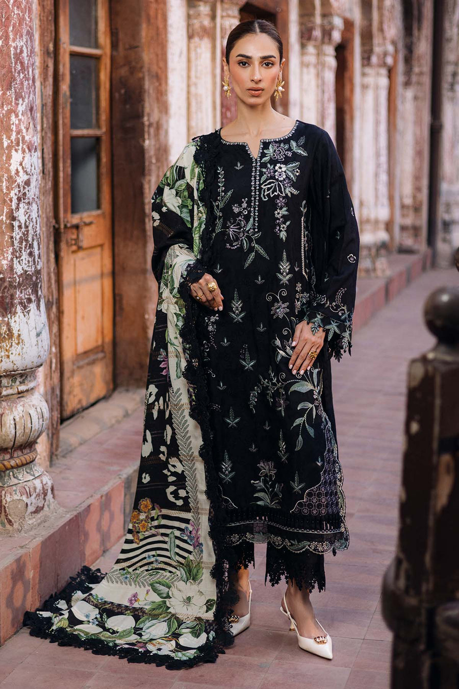 NUREH Maya Embroidered Linen Unstitched 3Pc Suit NW-107