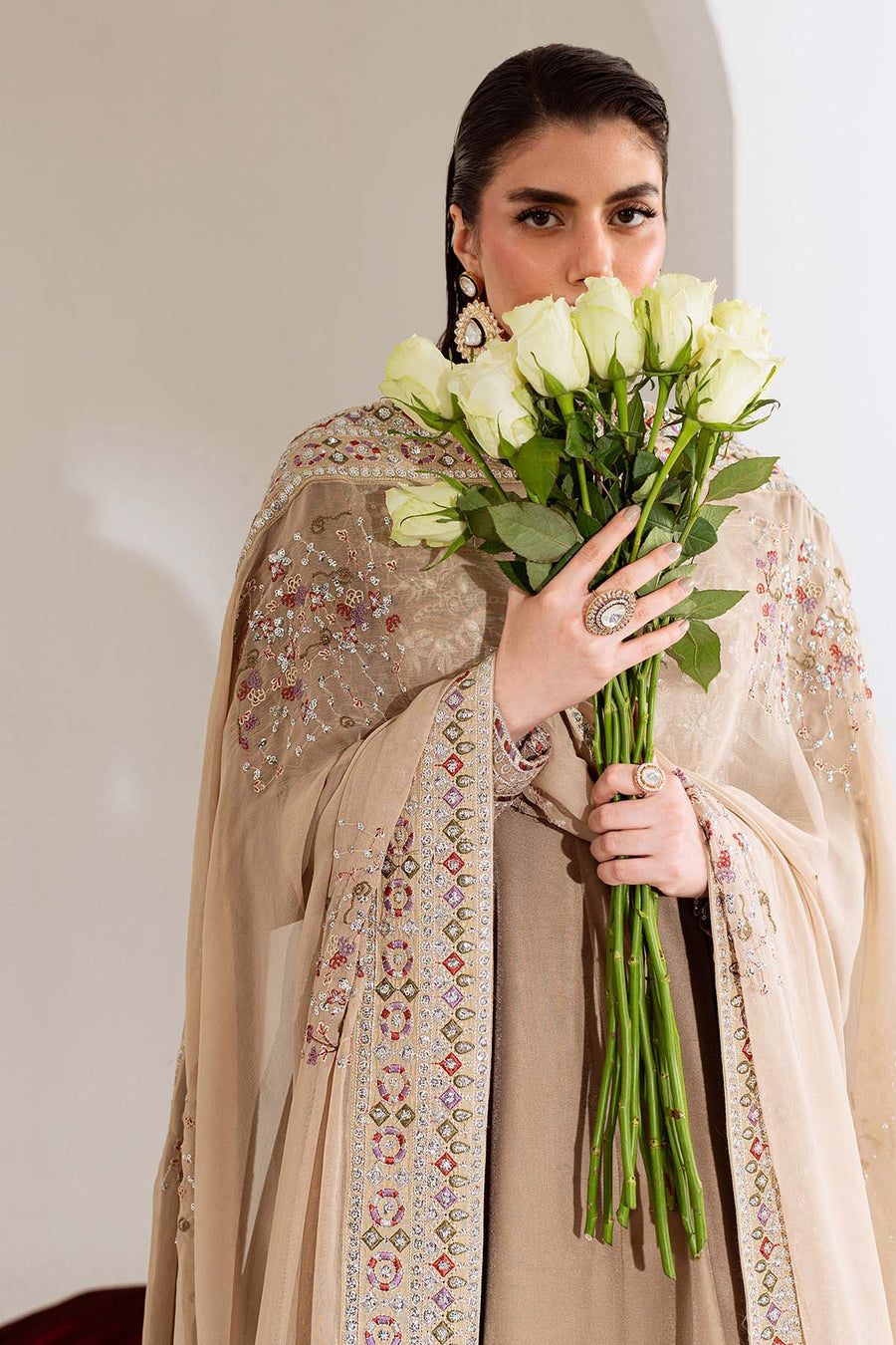 NUREH Maya Embroidered Velvet Unstitched 3Pc Suit NW-108