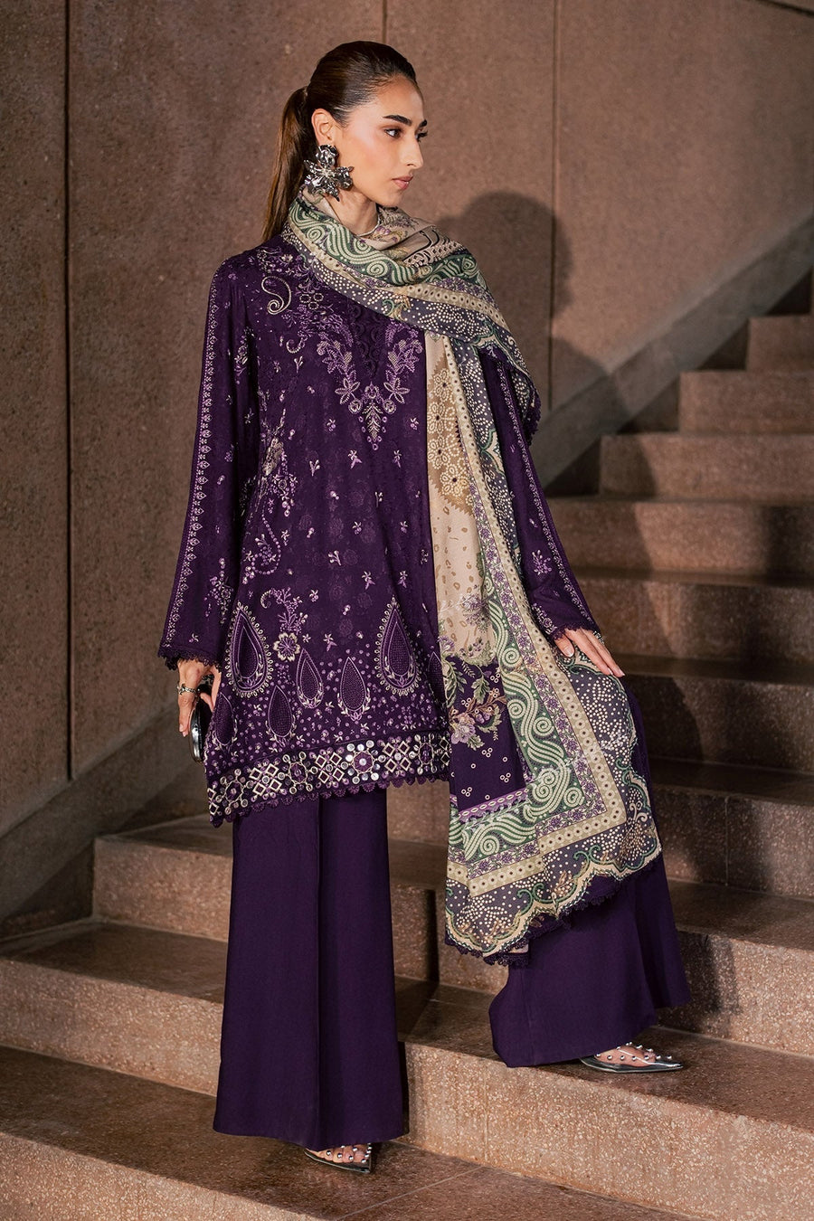 NUREH Maya Embroidered Linen Unstitched 3Pc Suit NW-127