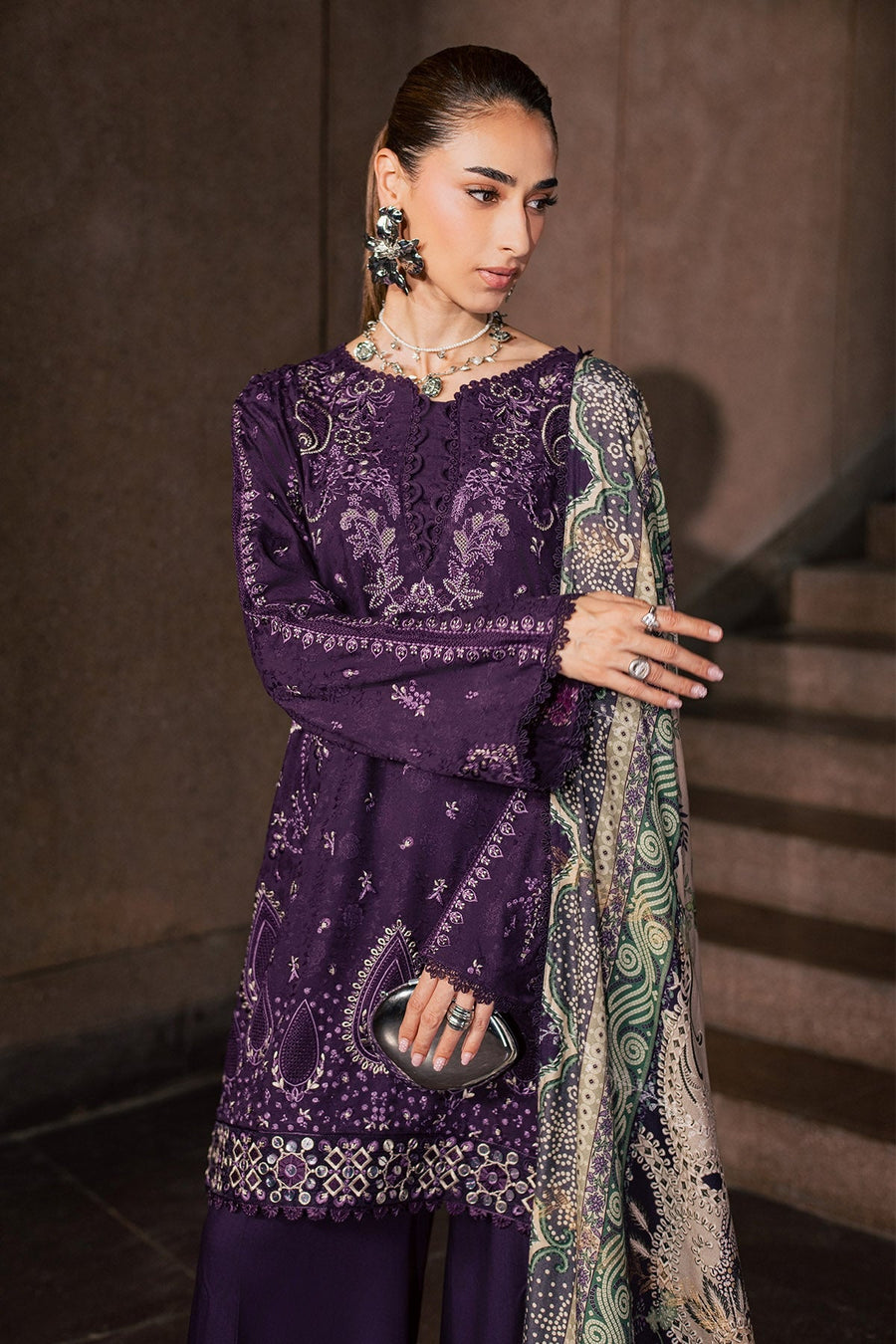NUREH Maya Embroidered Linen Unstitched 3Pc Suit NW-127