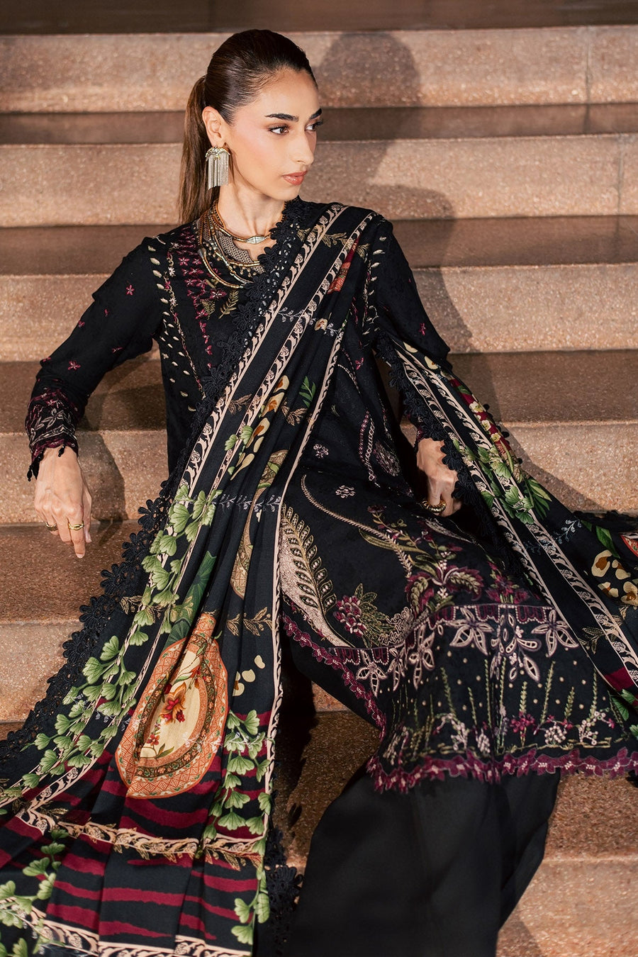 NUREH Maya Embroidered Linen Unstitched 3Pc Suit NW-128