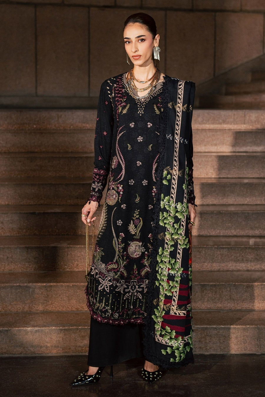 NUREH Maya Embroidered Linen Unstitched 3Pc Suit NW-128