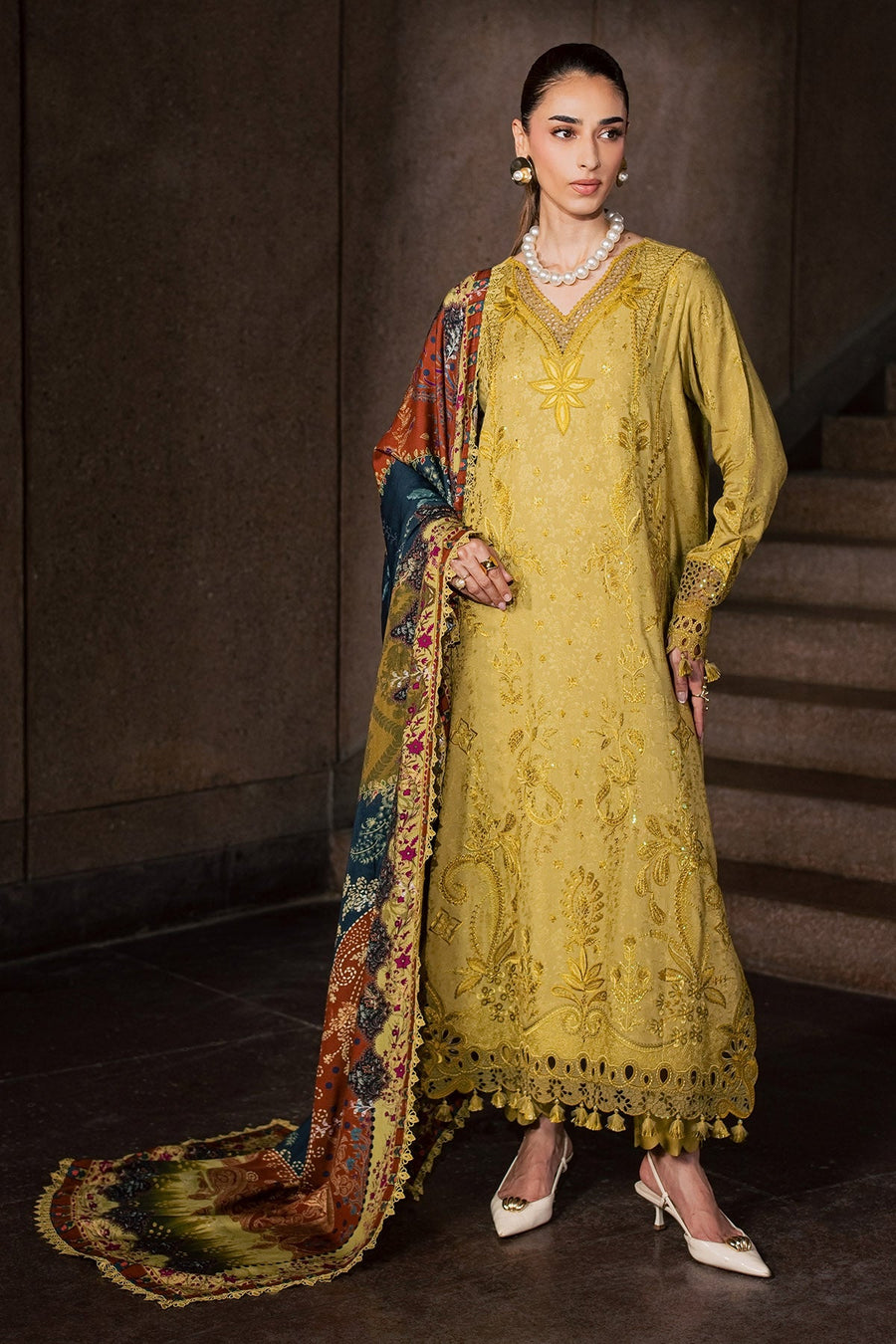NUREH Maya Embroidered Linen Unstitched 3Pc Suit NW-129