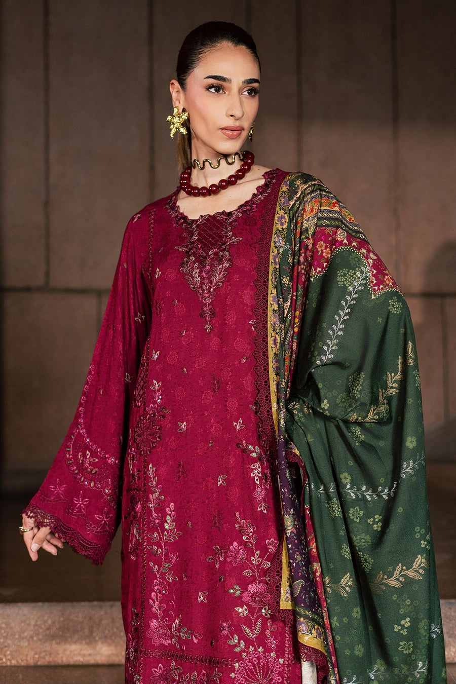 NUREH Maya Embroidered Linen Unstitched 3Pc Suit NW-130