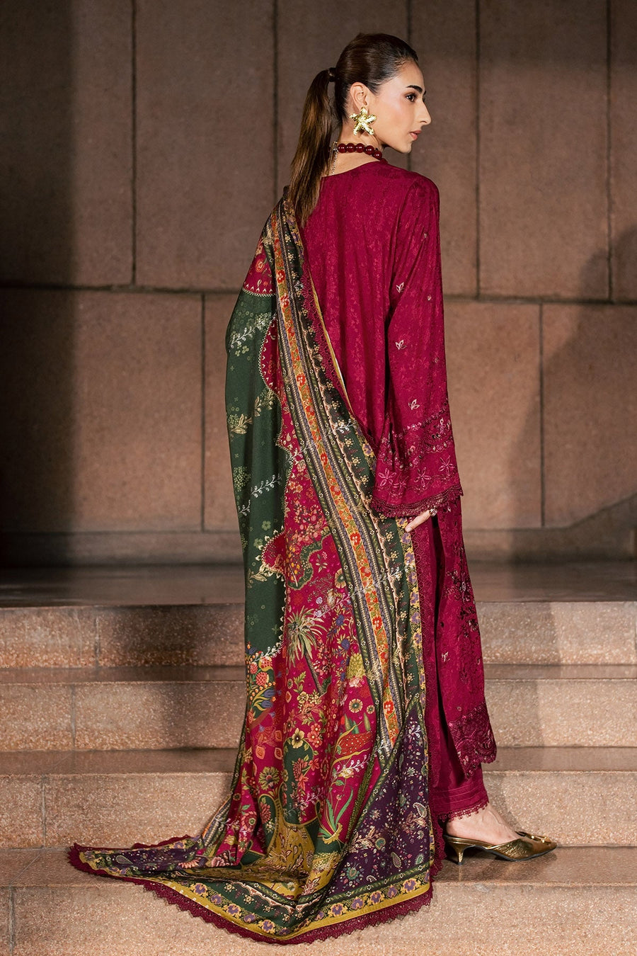 NUREH Maya Embroidered Linen Unstitched 3Pc Suit NW-130