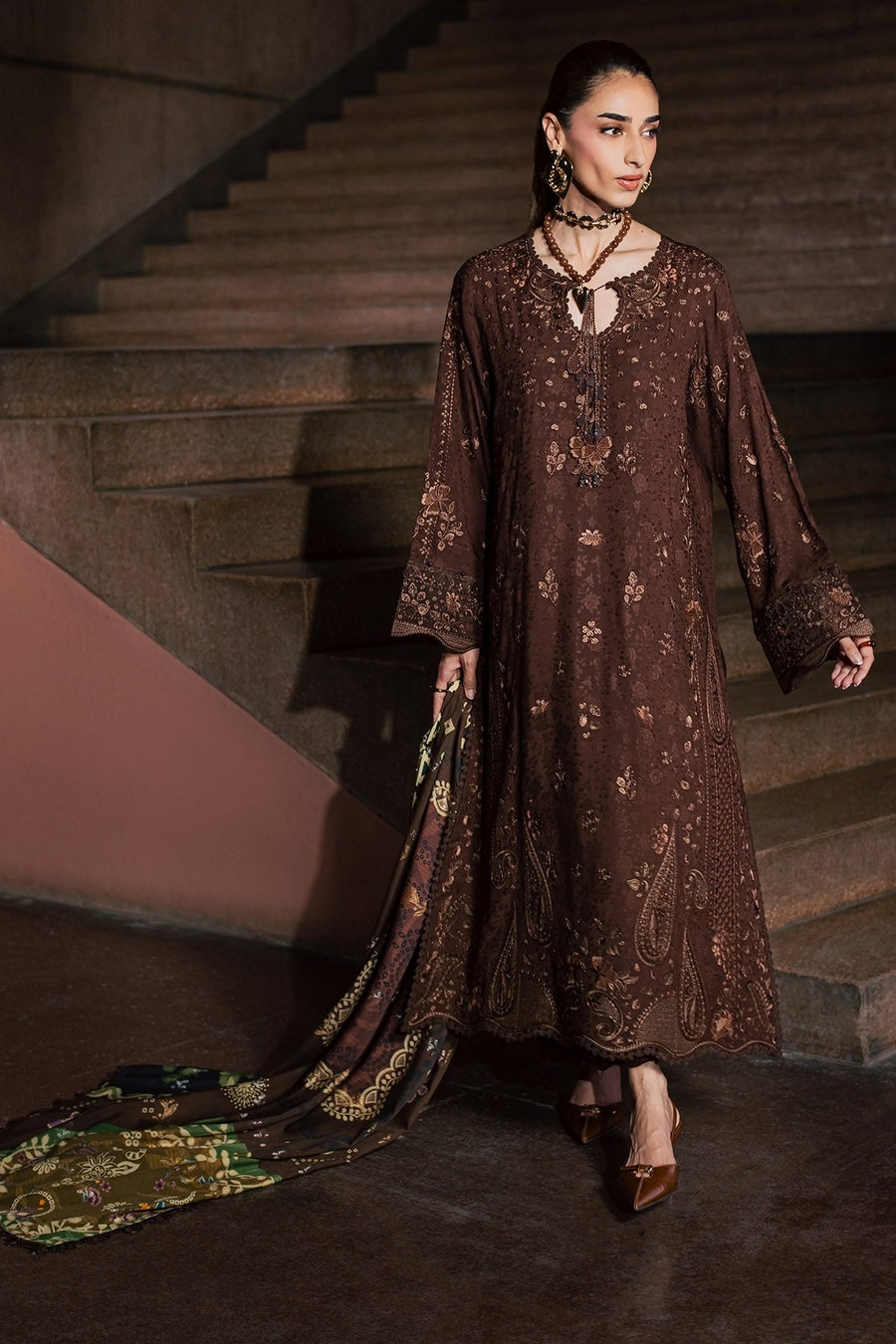 NUREH Maya Embroidered Linen Unstitched 3Pc Suit NW-131