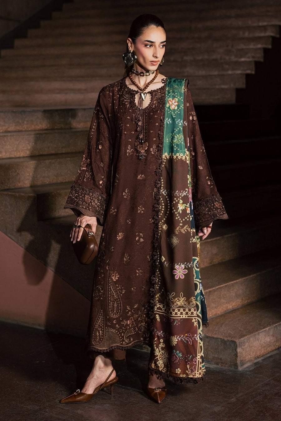 NUREH Maya Embroidered Linen Unstitched 3Pc Suit NW-131
