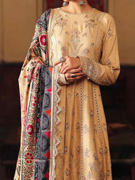 Nureh Maya Embroidered Self Linen Jacquard Unstitched 3Pc Suit NW-82