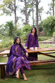 Noor by Saadia Asad Suzaankari Embroidered Linen Unstitched 3Pc Suit D-06 Gul-e-Lal