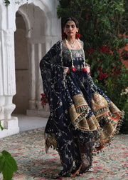 Hussain Rehar Festive Embroidered Korean Raw Silk Unstitched 3Pc Suit - Nain Tara