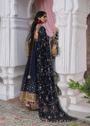 Hussain Rehar Festive Embroidered Korean Raw Silk Unstitched 3Pc Suit - Nain Tara