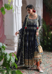 Hussain Rehar Festive Embroidered Korean Raw Silk Unstitched 3Pc Suit - Nain Tara