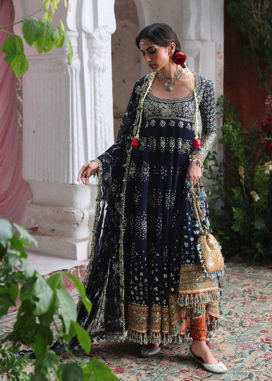 Hussain Rehar Festive Embroidered Korean Raw Silk Unstitched 3Pc Suit - Nain Tara
