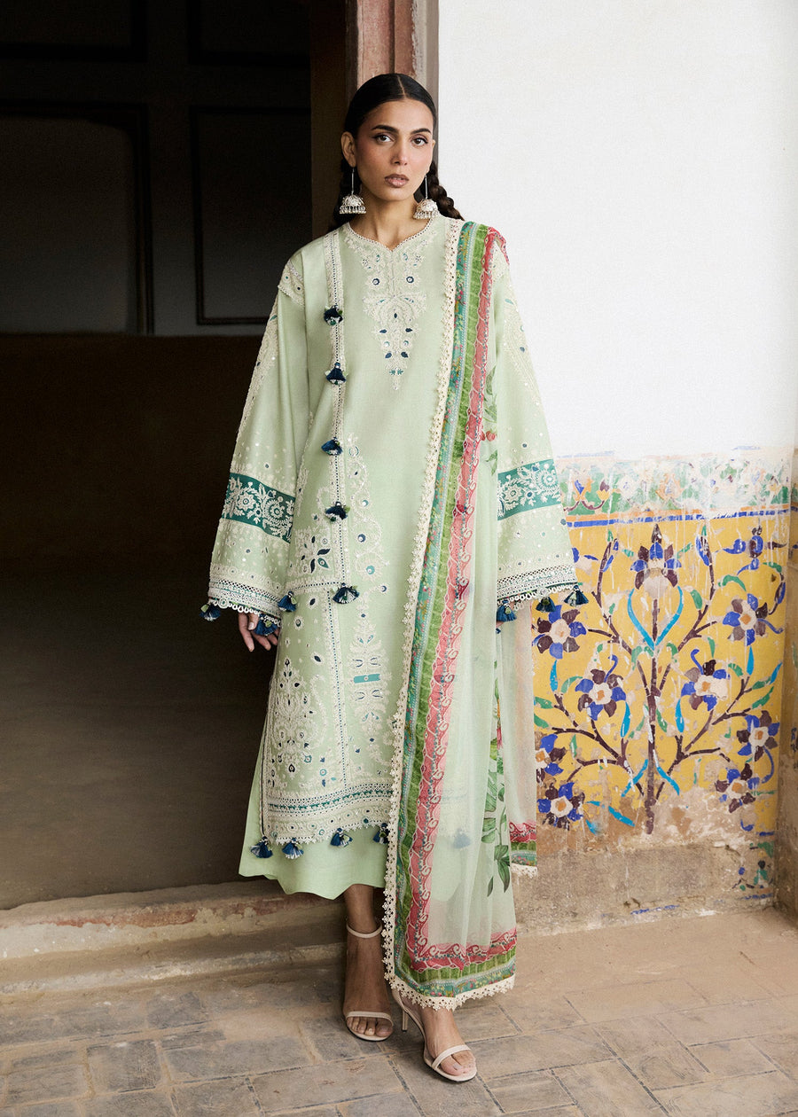 Hussain Rehar ZAN Unstitched Embroidered Lawn 3Pc Suit - Nane