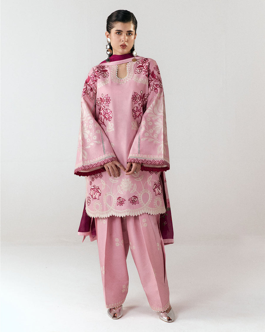 Jugnu Lahore Spring Summer Unstitched Embroidered Cotton 3Pc Suit - Nanya