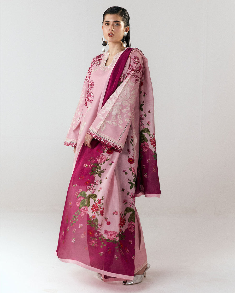 Jugnu Lahore Spring Summer Unstitched Embroidered Cotton 3Pc Suit - Nanya