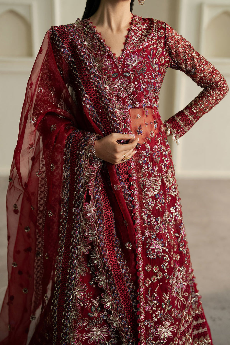 Ayzel Pehli Nazar Embroidered Organza Unstitched 3Pc Suit AZW-25-V1-01 NAQQASH