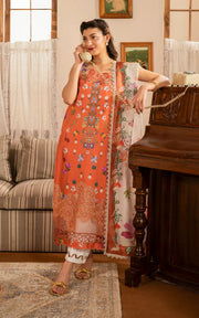 Asifa & Nabeel Meraki Vintage Embroidered Lawn Unstitched 3Pc Suit MVL25-01 Naranji