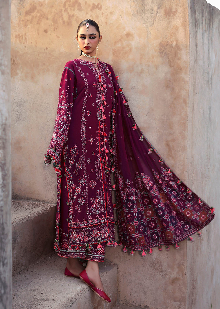 Hussain Rehar Embroidered Karandi Unstitched 3Pc Suit - Nargis