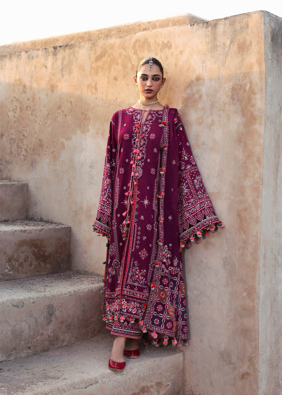 Hussain Rehar Embroidered Karandi Unstitched 3Pc Suit - Nargis