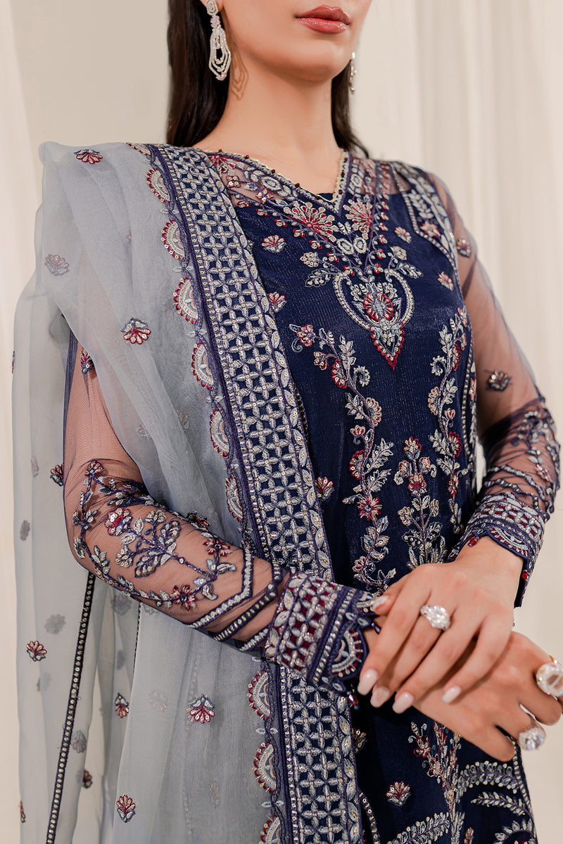 Farasha Lumiere Luxury Embroidered Net Unstitched 3Pc Suit - Natalie