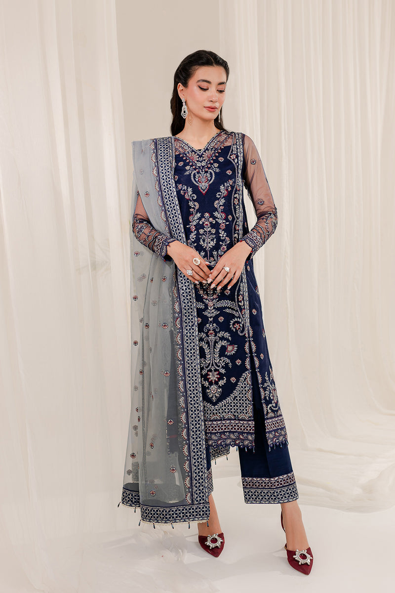 Farasha Lumiere Luxury Embroidered Net Unstitched 3Pc Suit - Natalie