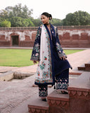 Jugnu Lahore Womenswear Embroidered Khaddar Unstitched 3Pc Suit - NAVI