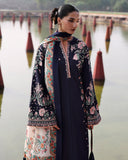 Jugnu Lahore Womenswear Embroidered Khaddar Unstitched 3Pc Suit - NAVI
