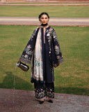 Jugnu Lahore Womenswear Embroidered Khaddar Unstitched 3Pc Suit - NAVI