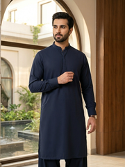 Crown Boski by Duke Men's Unstitched Blended Suit - NAVY BLUE
