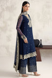 Farasha Embroidered Luxury Chiffon Unstitched 3Pc Suit - Navy Lumina