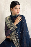 Farasha Embroidered Luxury Chiffon Unstitched 3Pc Suit - Navy Lumina