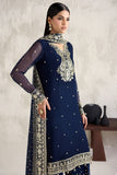 Farasha Embroidered Luxury Chiffon Unstitched 3Pc Suit - Navy Lumina