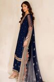 Farasha Luxury Embroidered Chiffon Unstitched 3Pc Suit - Navy Lux