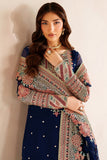 Farasha Luxury Embroidered Chiffon Unstitched 3Pc Suit - Navy Lux