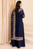 Farasha Luxury Formal Embroidered Chiffon Unstitched 3Pc Suit - Navy Noir