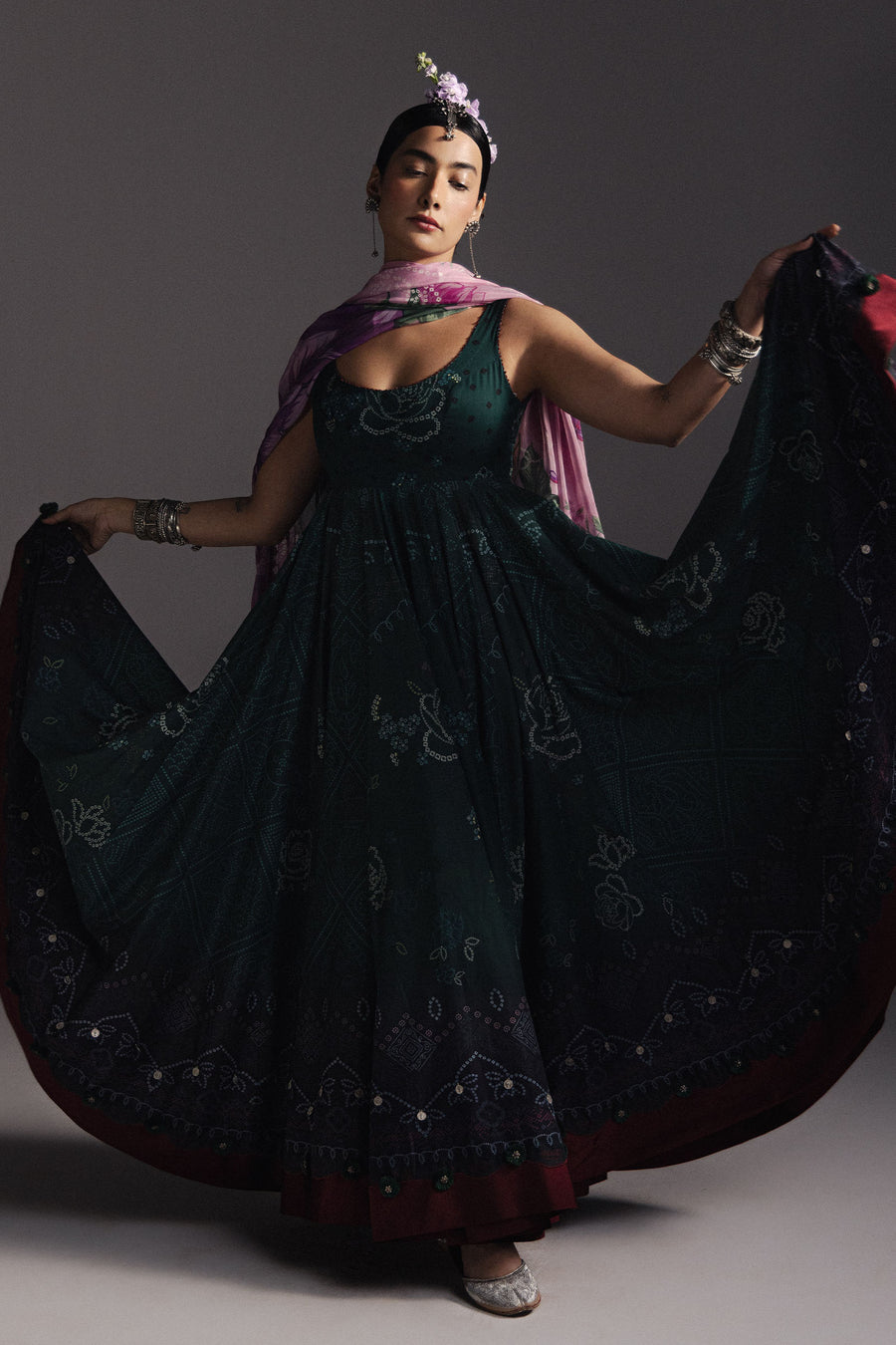 Zara Shahjahan Anarkali Embroidered Lawn Unstitched 3Pc Suit D-04 NAYAB