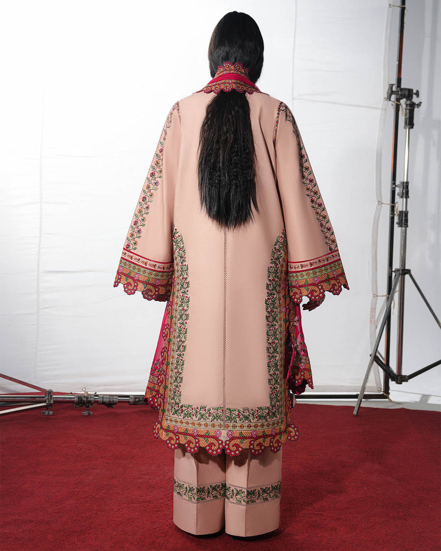Jugnu Lahore The Reserved View Embroidered Cotton Unstitched 3Pc Suit - Nazeh