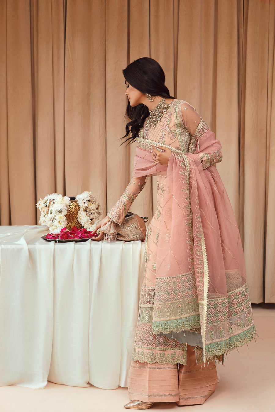 FARASHA Tabeer Embroidered Net Unstitched 3 Piece Suit - 04 Nazneen