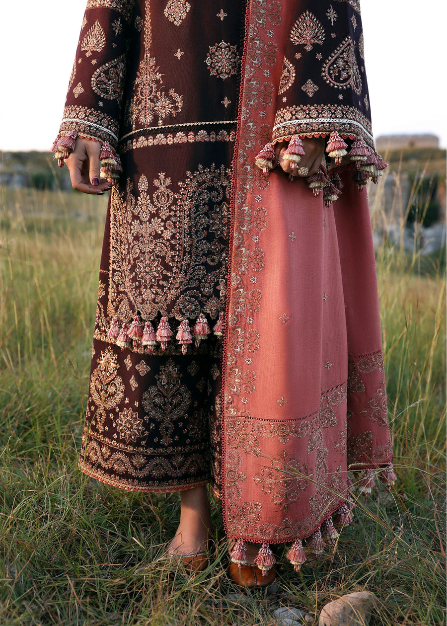 Hussain Rehar Embroidered Khaddar Unstitched 3Pc Suit - Nazneen