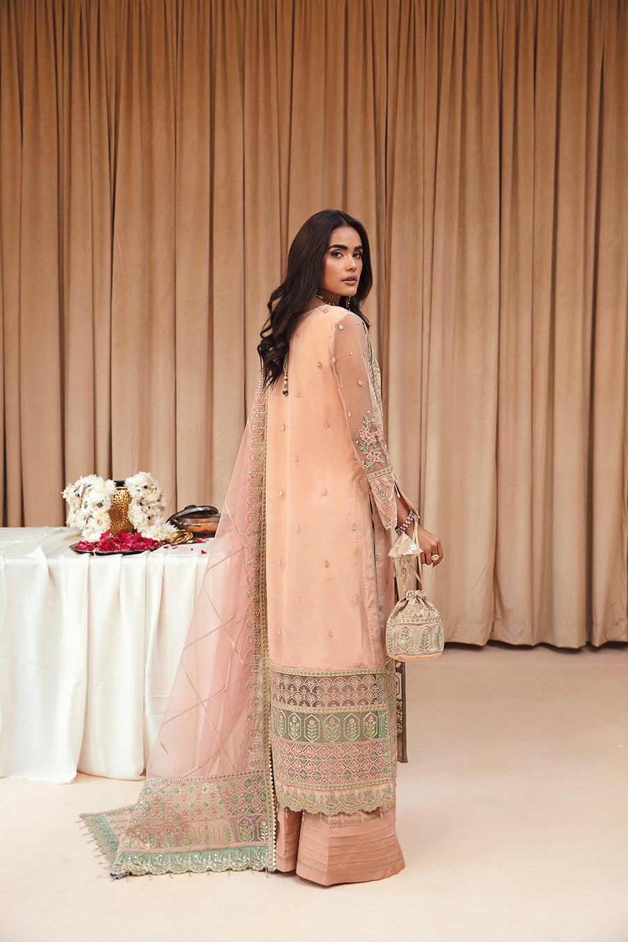 FARASHA Tabeer Embroidered Net Unstitched 3 Piece Suit - 04 Nazneen