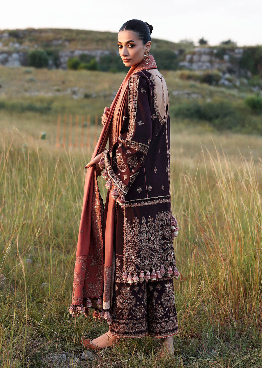 Hussain Rehar Embroidered Khaddar Unstitched 3Pc Suit - Nazneen