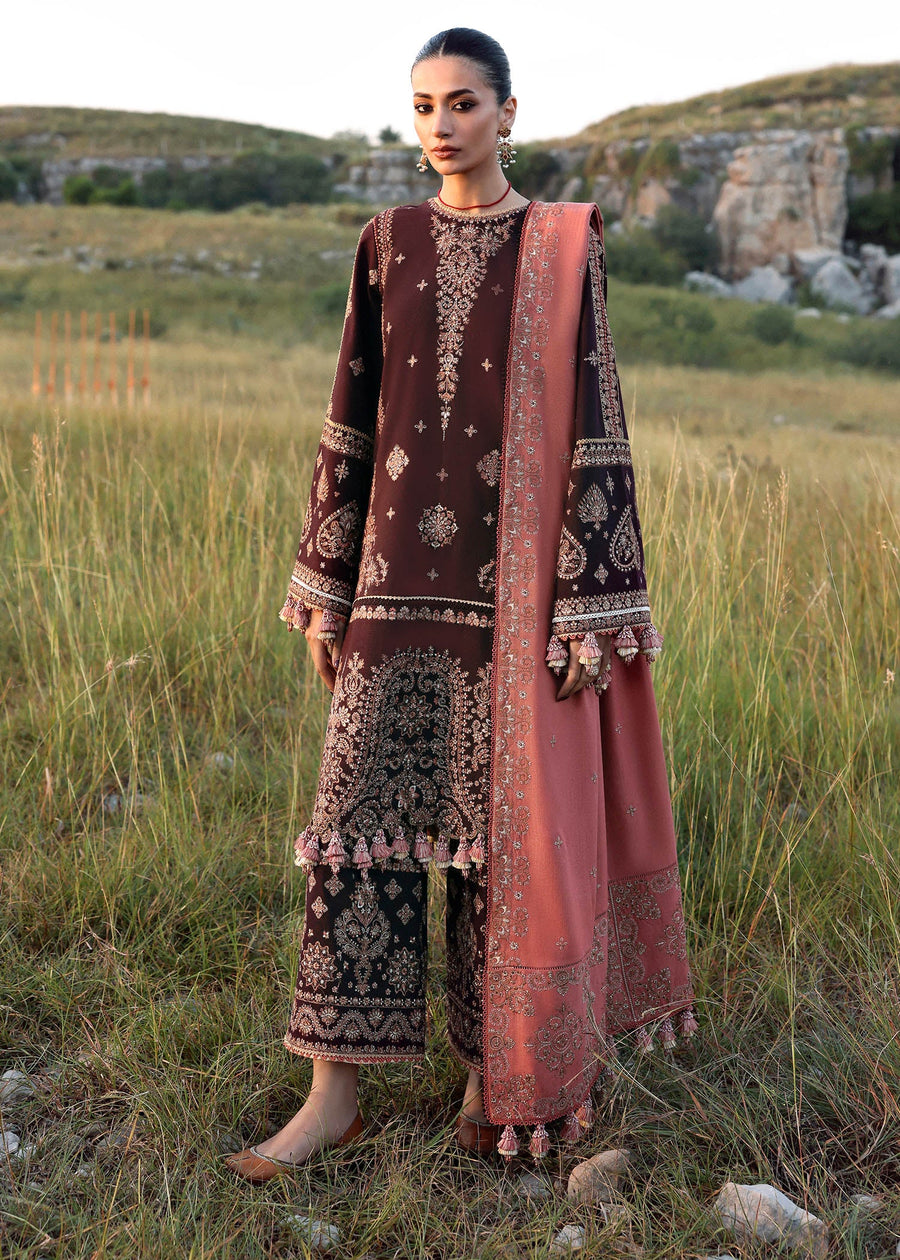 Hussain Rehar Embroidered Khaddar Unstitched 3Pc Suit - Nazneen