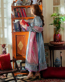 Mushq Sunehri Ramsha Edit Satin Zari Stitched 3Pc Suit - Neelam