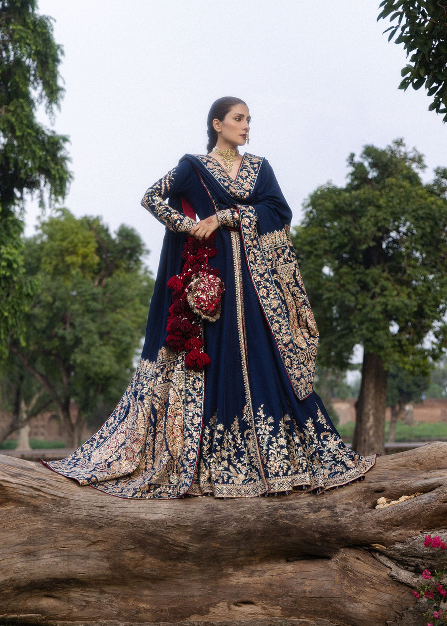 Hussain Rehar Festive Embroidered Korean Raw Silk Unstitched 3Pc Suit - NEELUM