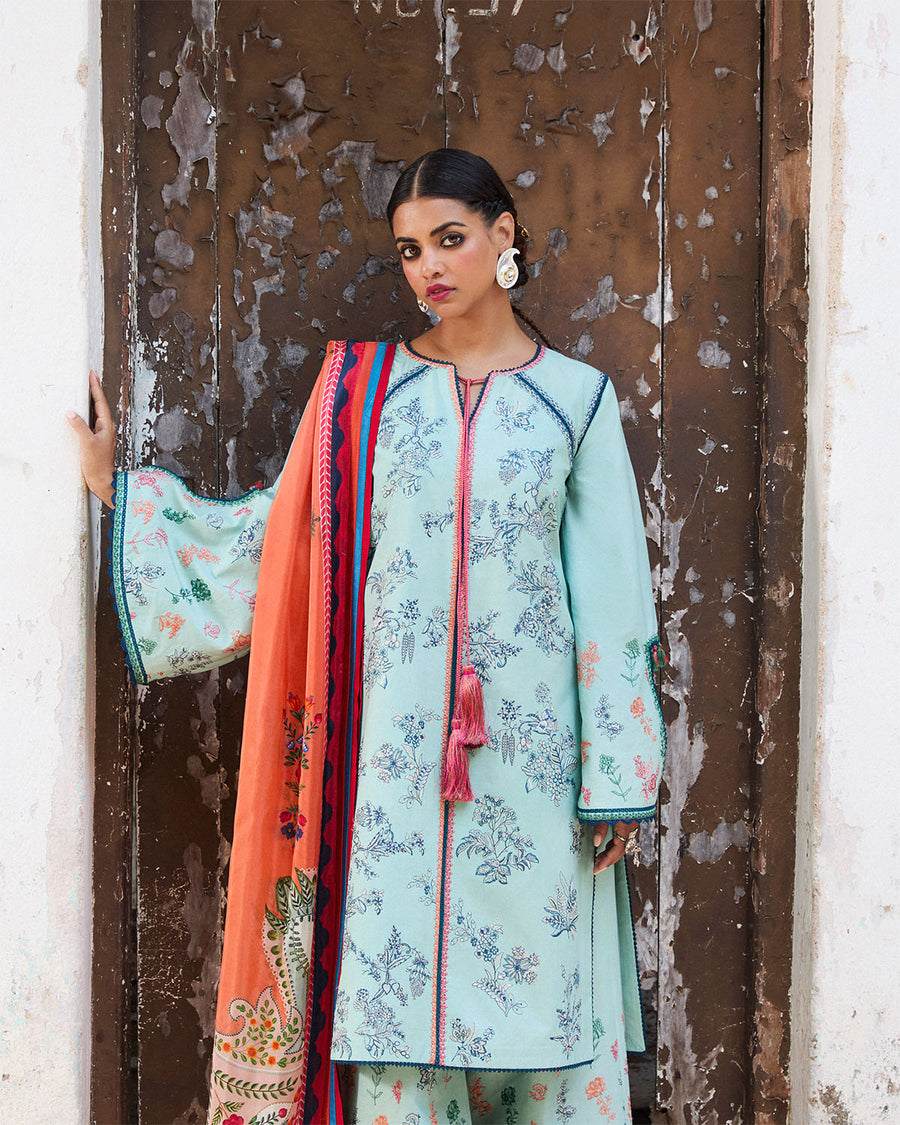 Jugnu by Hussain Rehar Embroidered Lawn Unstitched 3Pc Suit D-06 NEELUM