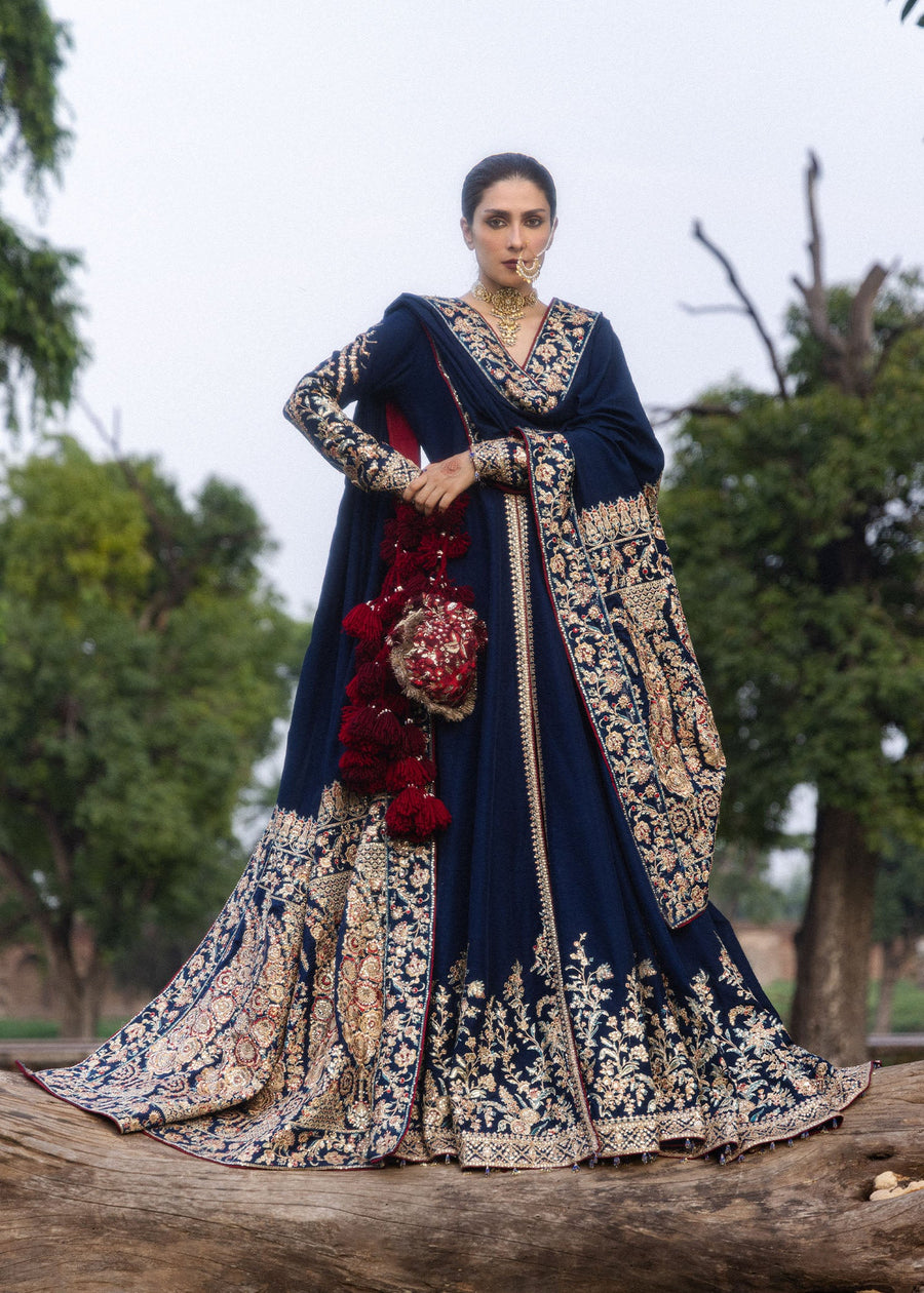 Hussain Rehar Festive Embroidered Korean Raw Silk Unstitched 3Pc Suit - NEELUM