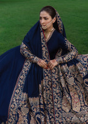 Hussain Rehar Festive Embroidered Korean Raw Silk Unstitched 3Pc Suit - NEELUM