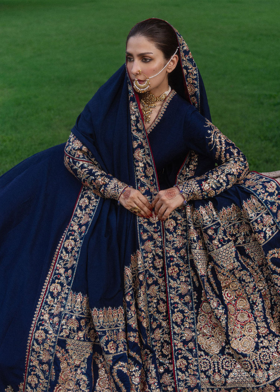 Hussain Rehar Festive Embroidered Korean Raw Silk Unstitched 3Pc Suit - NEELUM