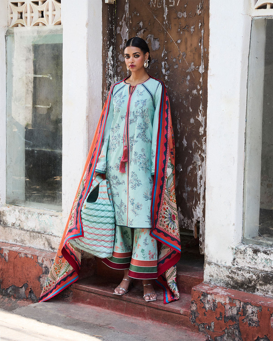 Jugnu by Hussain Rehar Embroidered Lawn Unstitched 3Pc Suit D-06 NEELUM